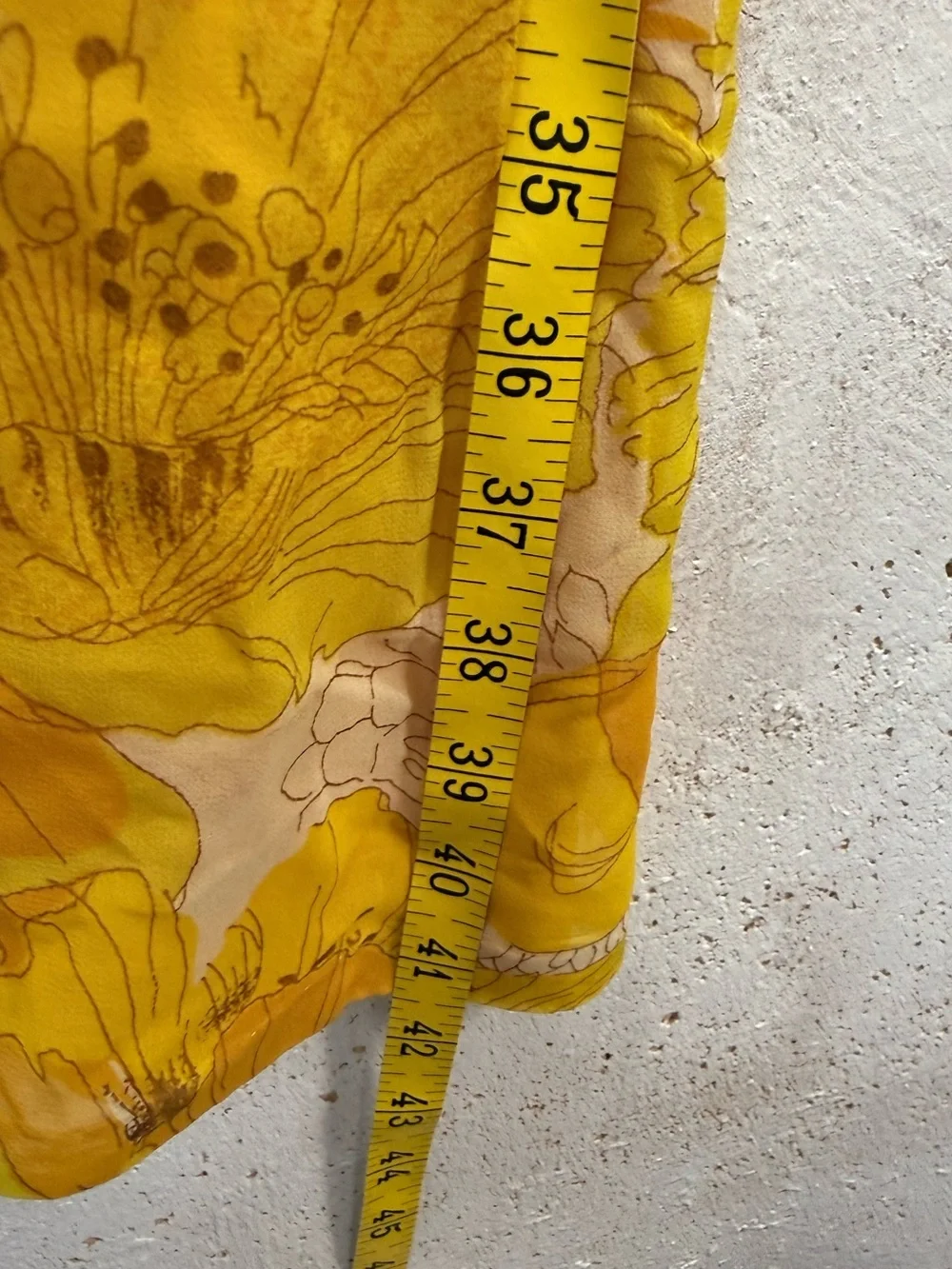 Vintage 50s 60s Sleeveless Yellow Floral Belted Dress with Scarf